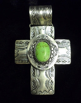 Silver Cross with Oblong Stone